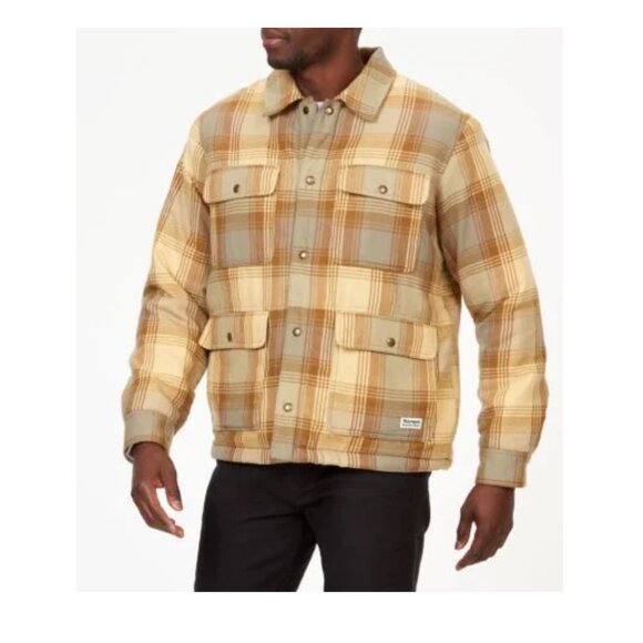 NWT Marmot Ridgefield Plaid Faux-Sherpa Flannel Shirt Jacket - Light Oak